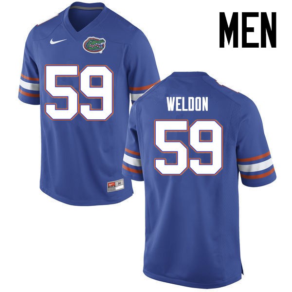 Florida Gators Men #59 Danny Weldon College Football Jersey Blue